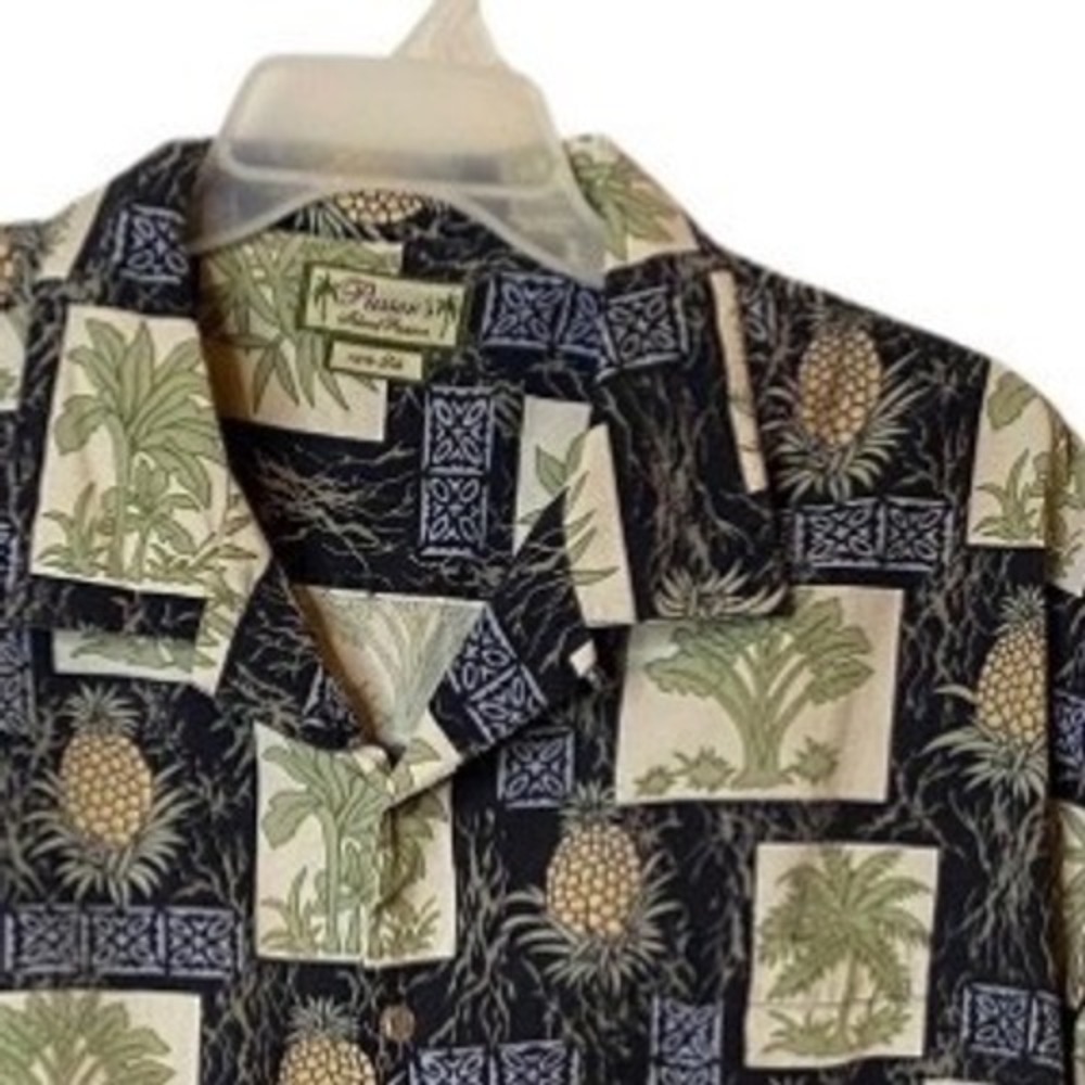 Pusser's Island Reserve Mens XXL Silk Hawaiian Shirt Pineapple Palm Bahama Aloha